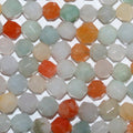 Perles biconiques à facettes en jade multicolore de 35,5 cm (14 pouces), 6 mm de diamètre, longueur 38 cm (14 pouces).
