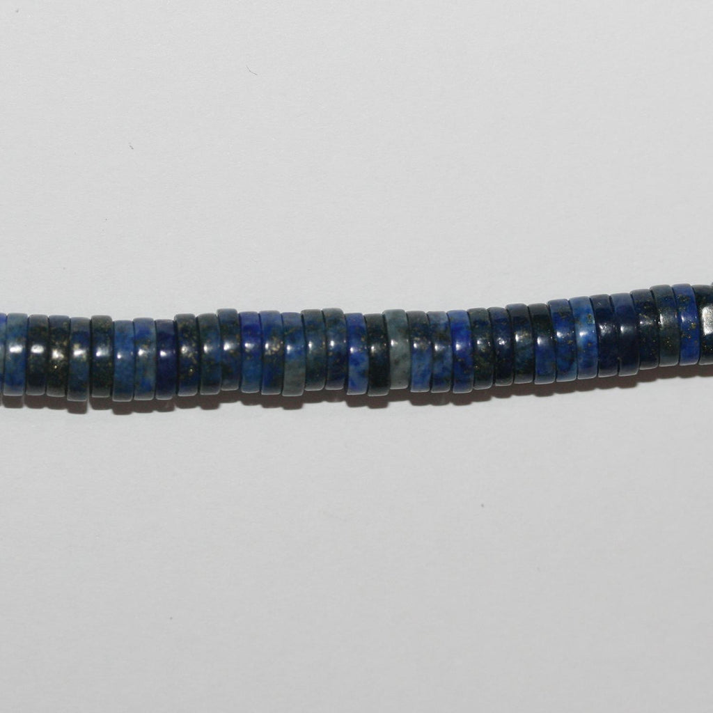 Perles disques lisses en lapis-lazuli de 15 pouces, 6 x 1 mm - Brin de 39 cm.