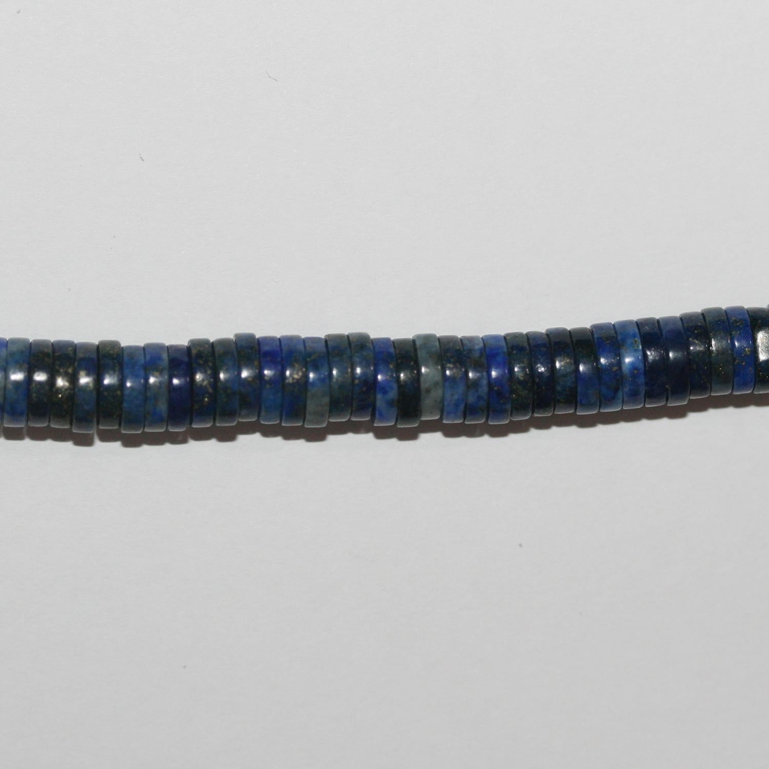 Perles disques lisses en lapis-lazuli de 15 pouces, 6 x 1 mm - Brin de 39 cm.