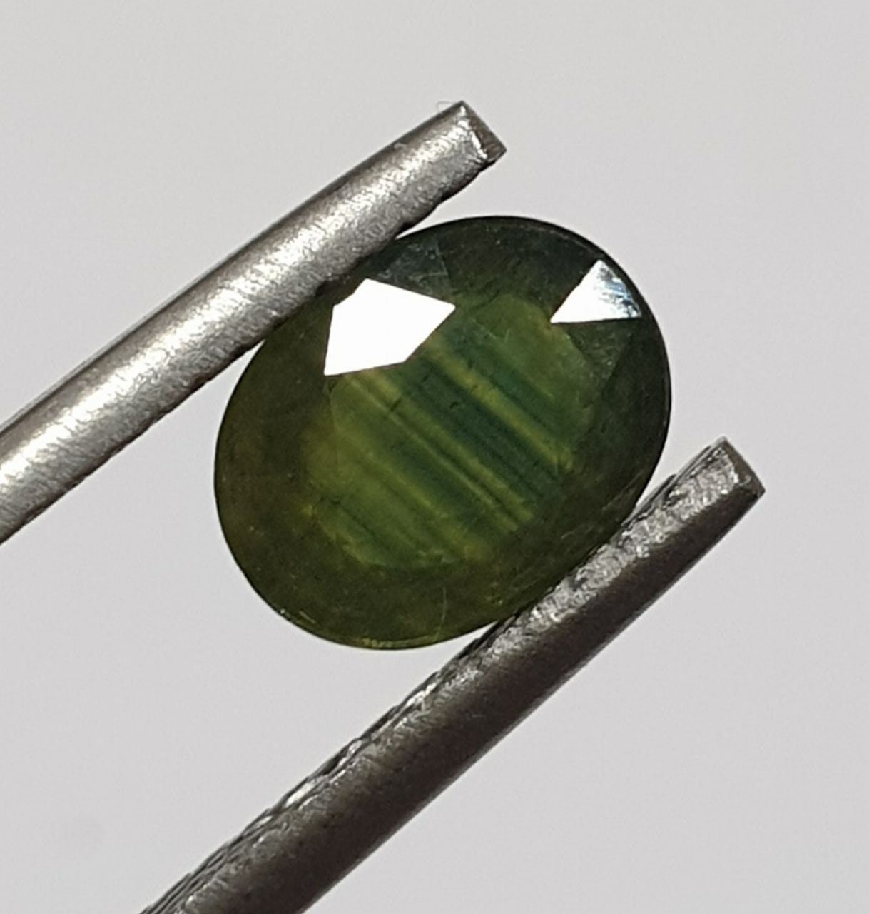 1 Pc Natural Rare Color Green  Sapphire  Oval 8.2x6.4mm 1.77 cts Cut- Wholesale Gemstones- Natural Stones For Jewelry