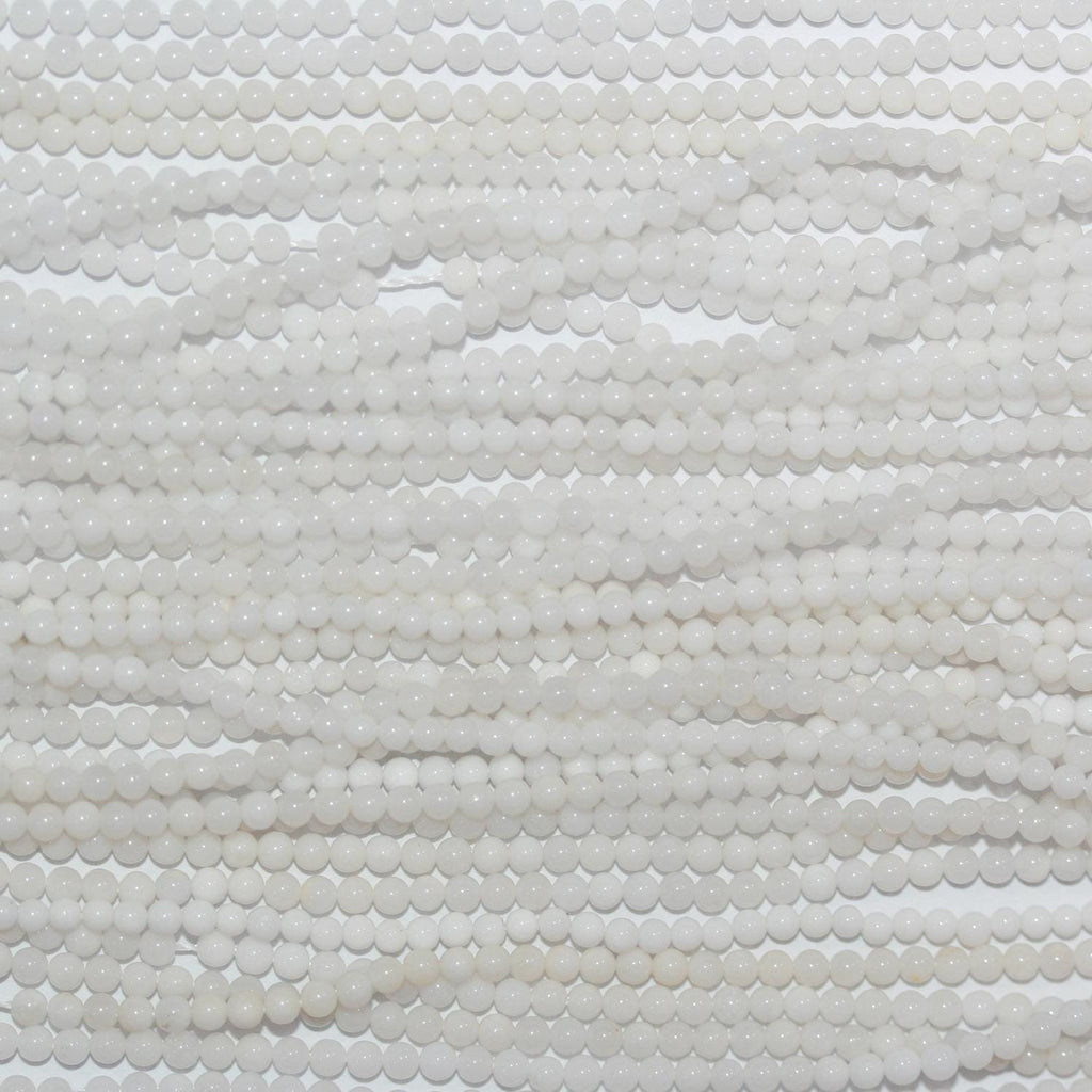 Perles rondes lisses en agate blanche St, 15 pouces, 2 mm - Fil de 39 cm