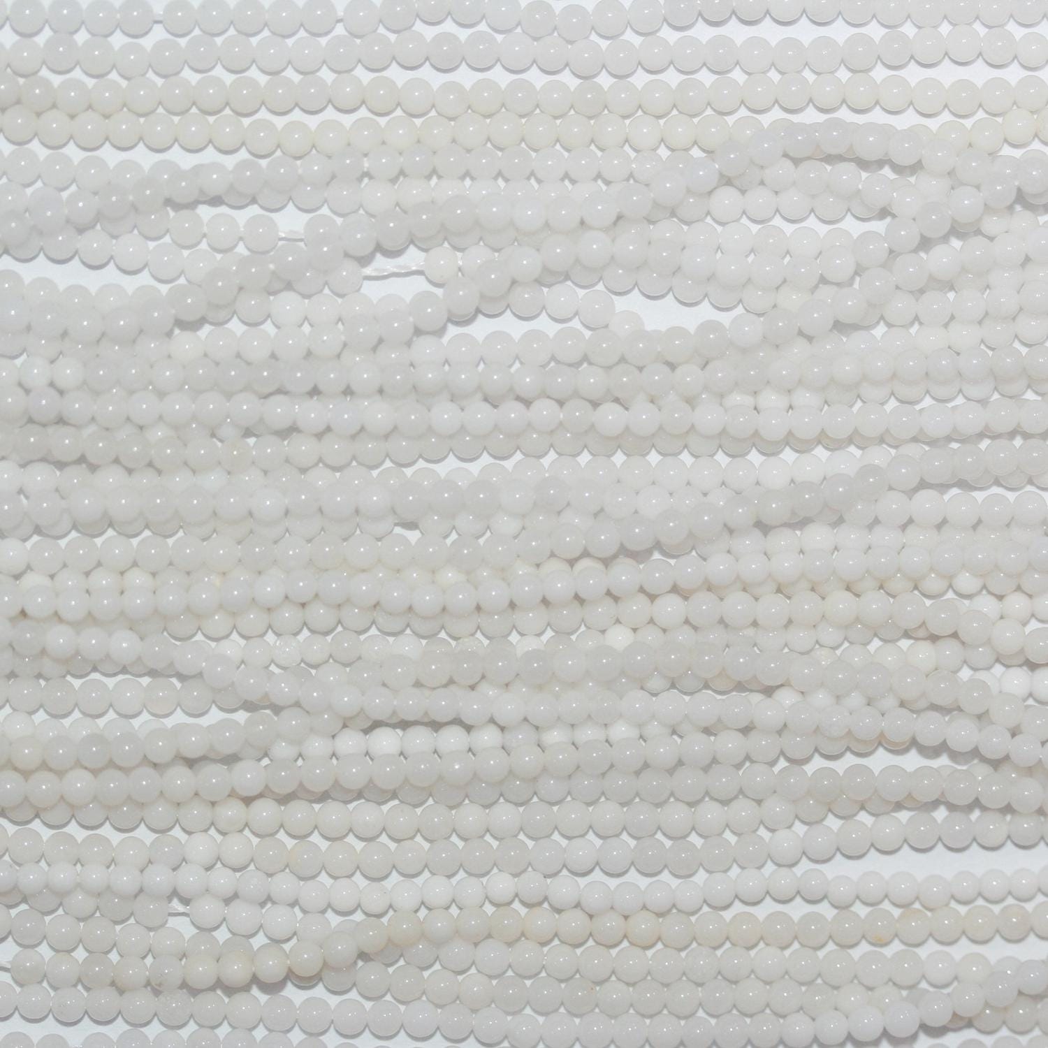 Perles rondes lisses en agate blanche St, 15 pouces, 2 mm - Fil de 39 cm