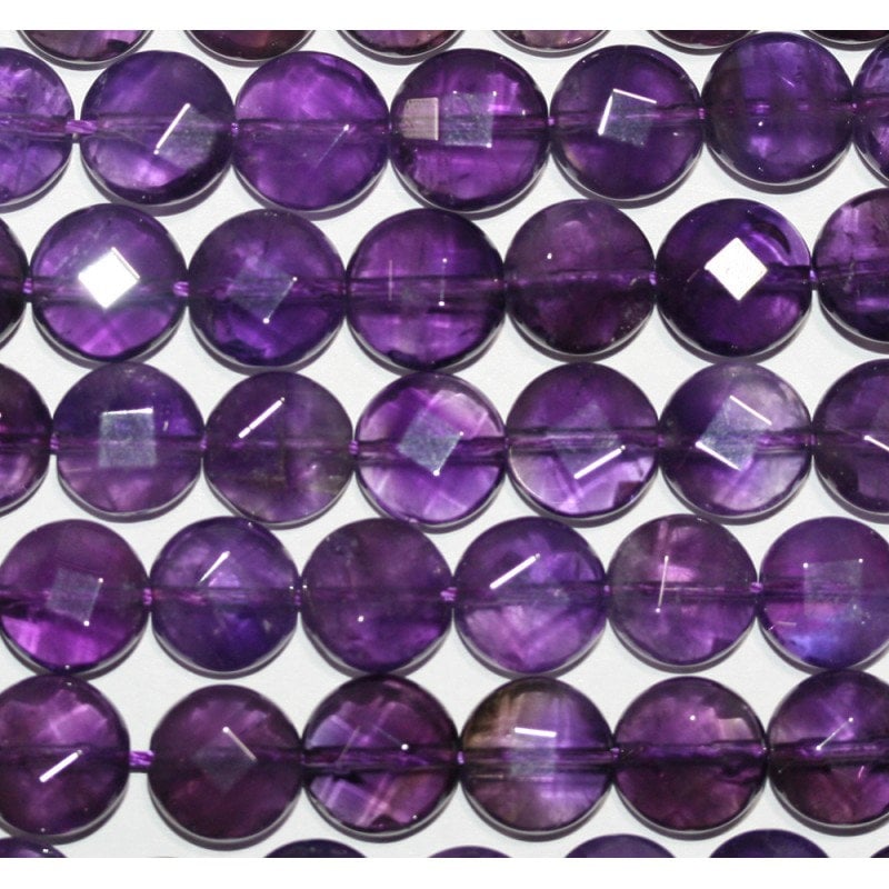 Perles facettées en améthyste africaine de 15 pouces (10 mm) - Fil de 38 cm