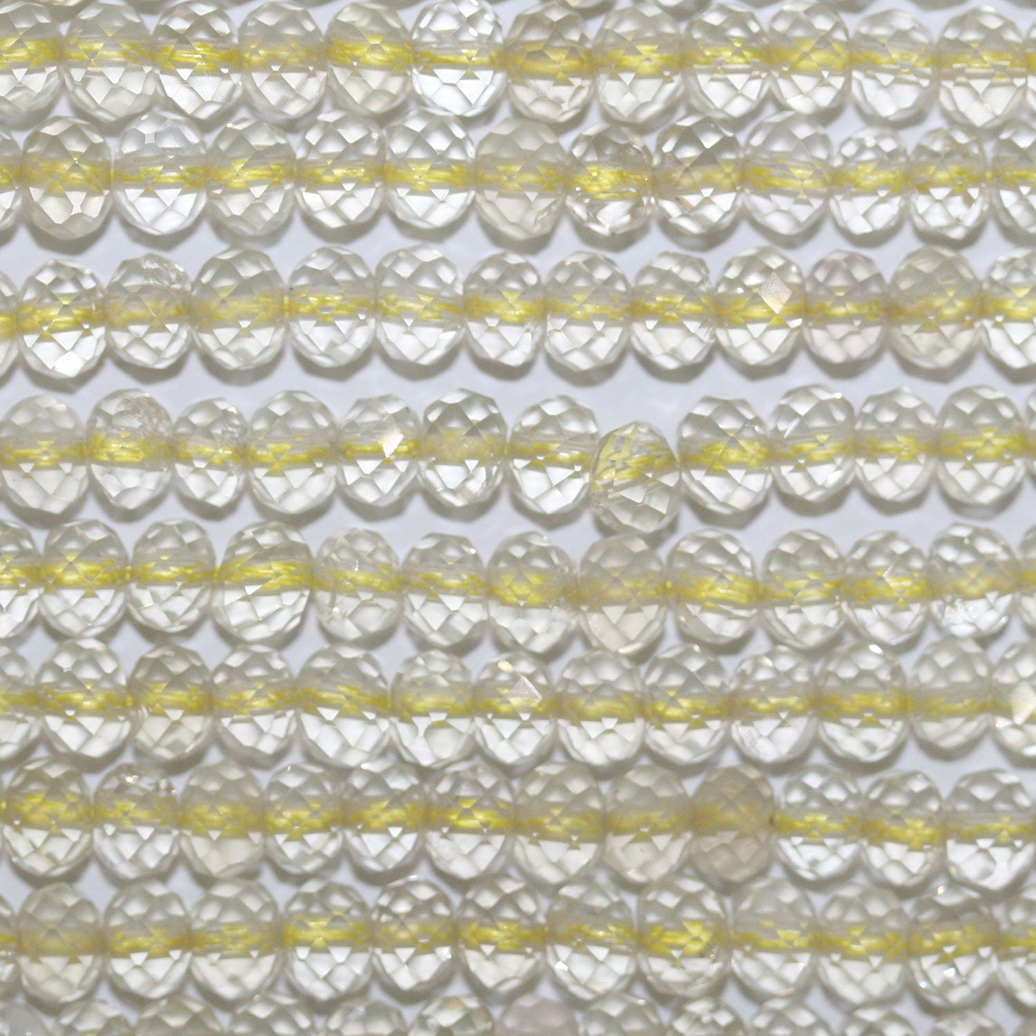Perles rondelles à facettes en quartz St Lemon de 15 pouces, 6 x 4 mm. - Fil de 39 cm.