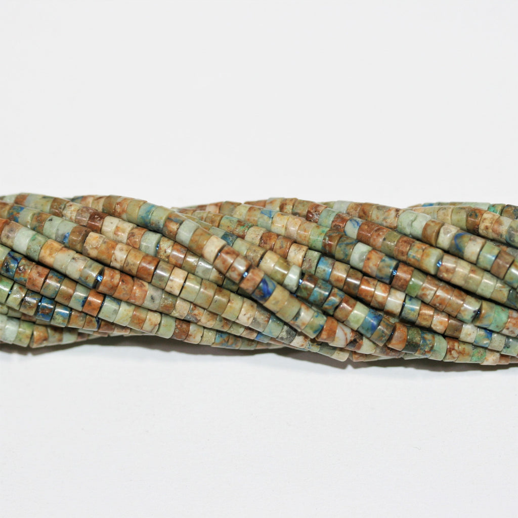 Perles disques lisses en chrysocolle St 15" 4x2mm.- Brin 39cm.