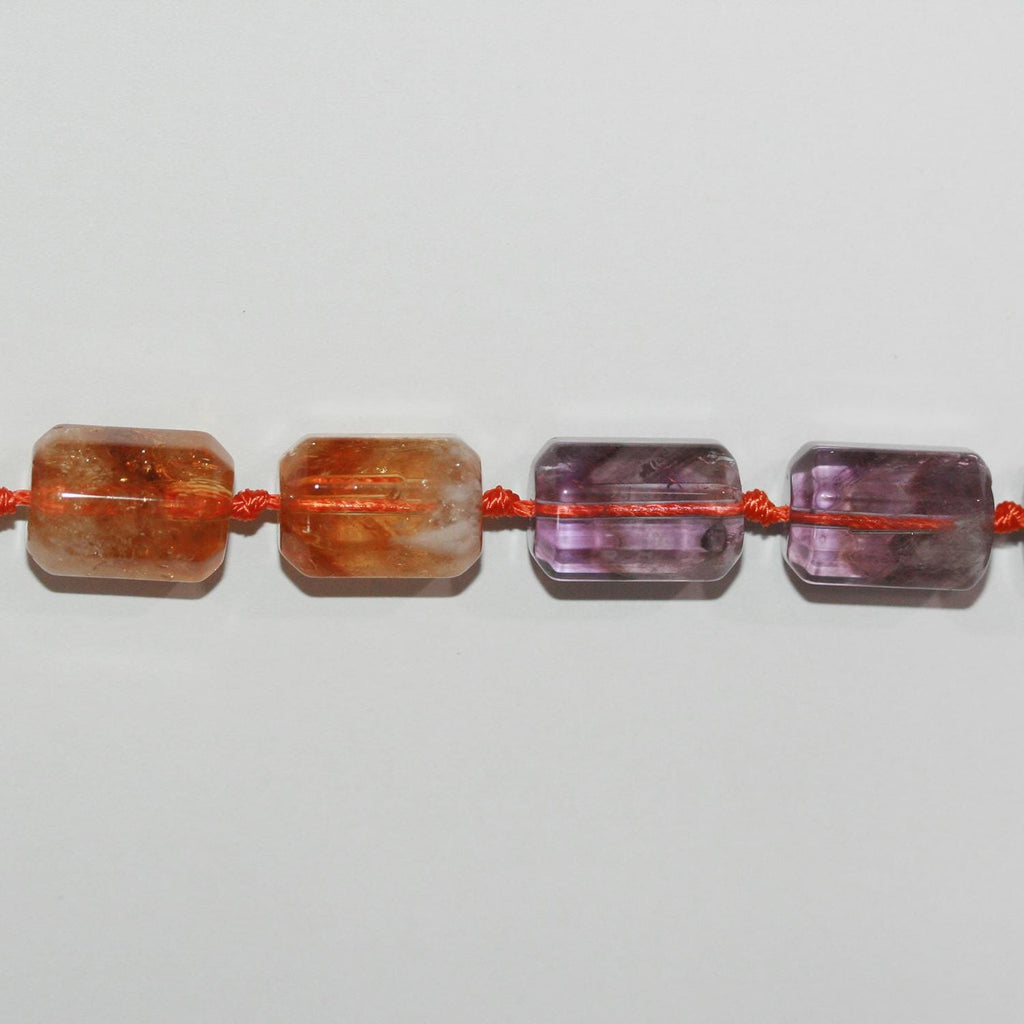 Perles cylindriques facettées en améthyste et citrine de 15 pouces, 16 x 11 mm environ - Longueur du fil : 39 mm.