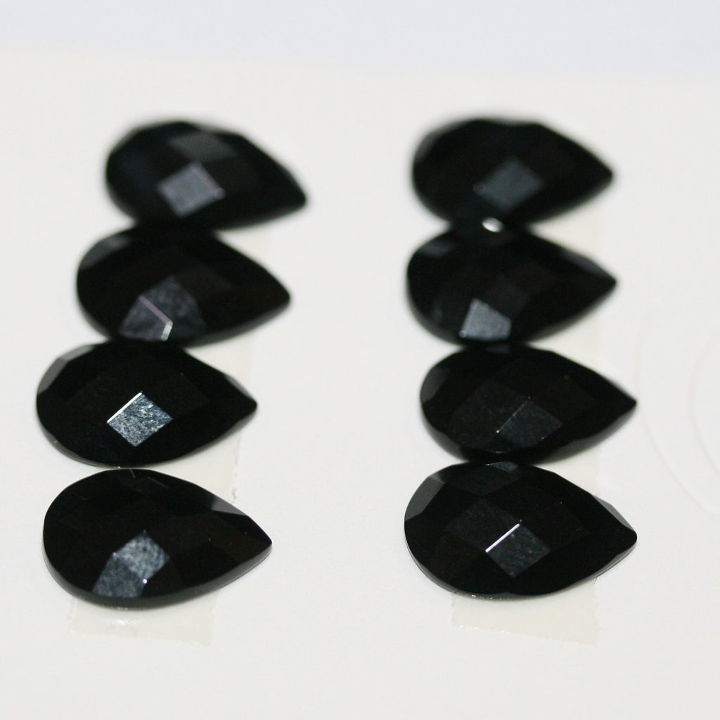 Lote de 8 cabujones facetados de ónix de 14 x 10 mm (8 unidades)