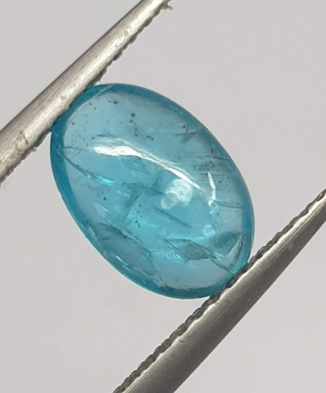 Neon Blue Apatite Oval Cabochon 9.3x6.2mm. 1.37cts-  Natural Untreated Gems-Electric Color