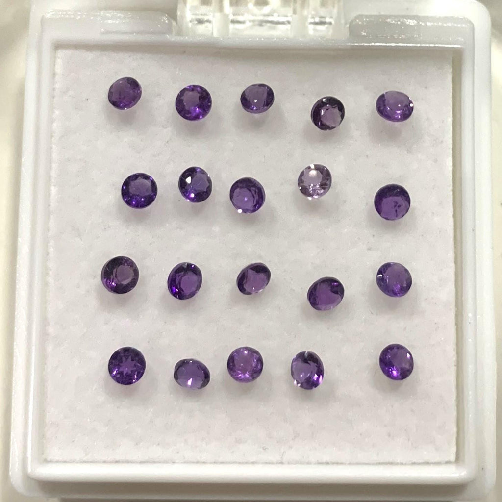 Lote de 20 Piezas Amatista Redonda Facetada 3mm (20uds).- Ref: 167LO