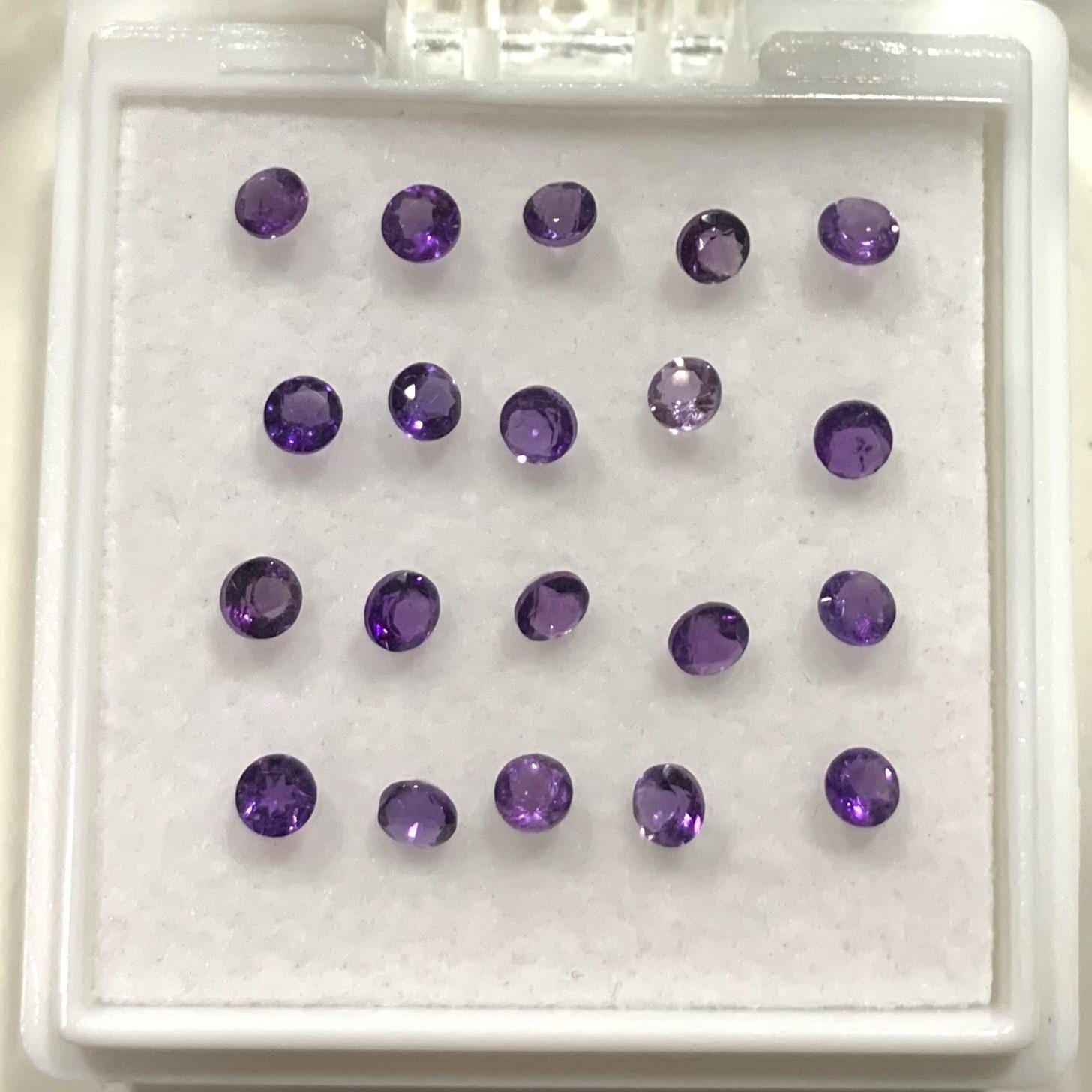 Lote de 20 Piezas Amatista Redonda Facetada 3mm (20uds).- Ref: 167LO