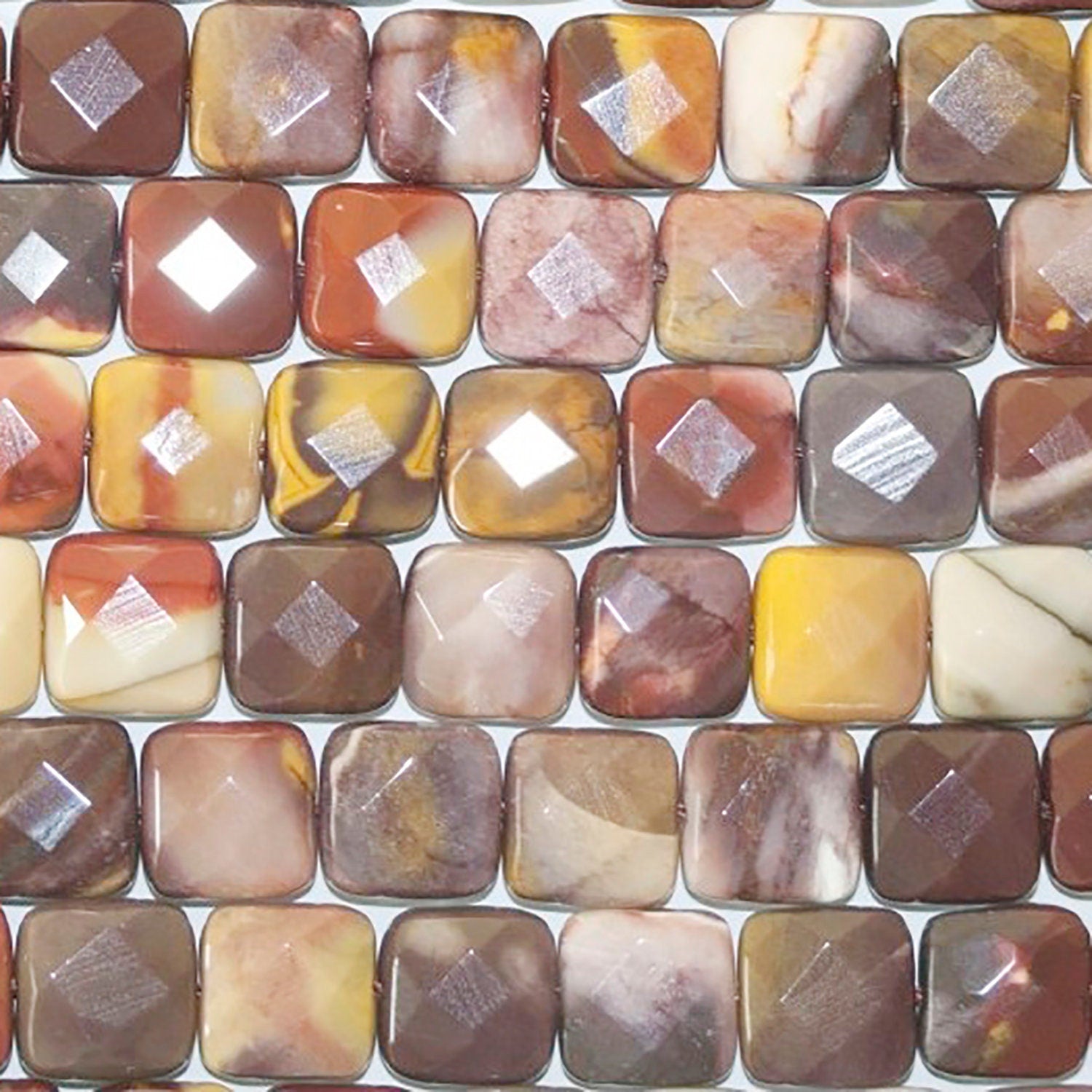 Cuentas cuadradas planas facetadas de St Mookaite de 16" (12 mm) - Hilo de 40 cm