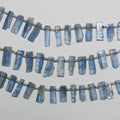 Perles plates lisses irrégulières en kyanite St de 8 pouces, 11 x 4 mm environ, longueur du brin : 20 cm.
