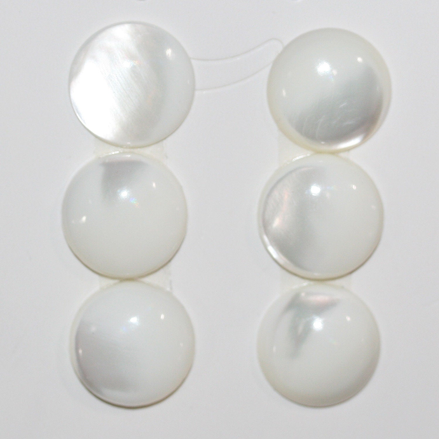 Lote de 6 cabujones redondos de MOP blanco de 16 mm (6 piezas)