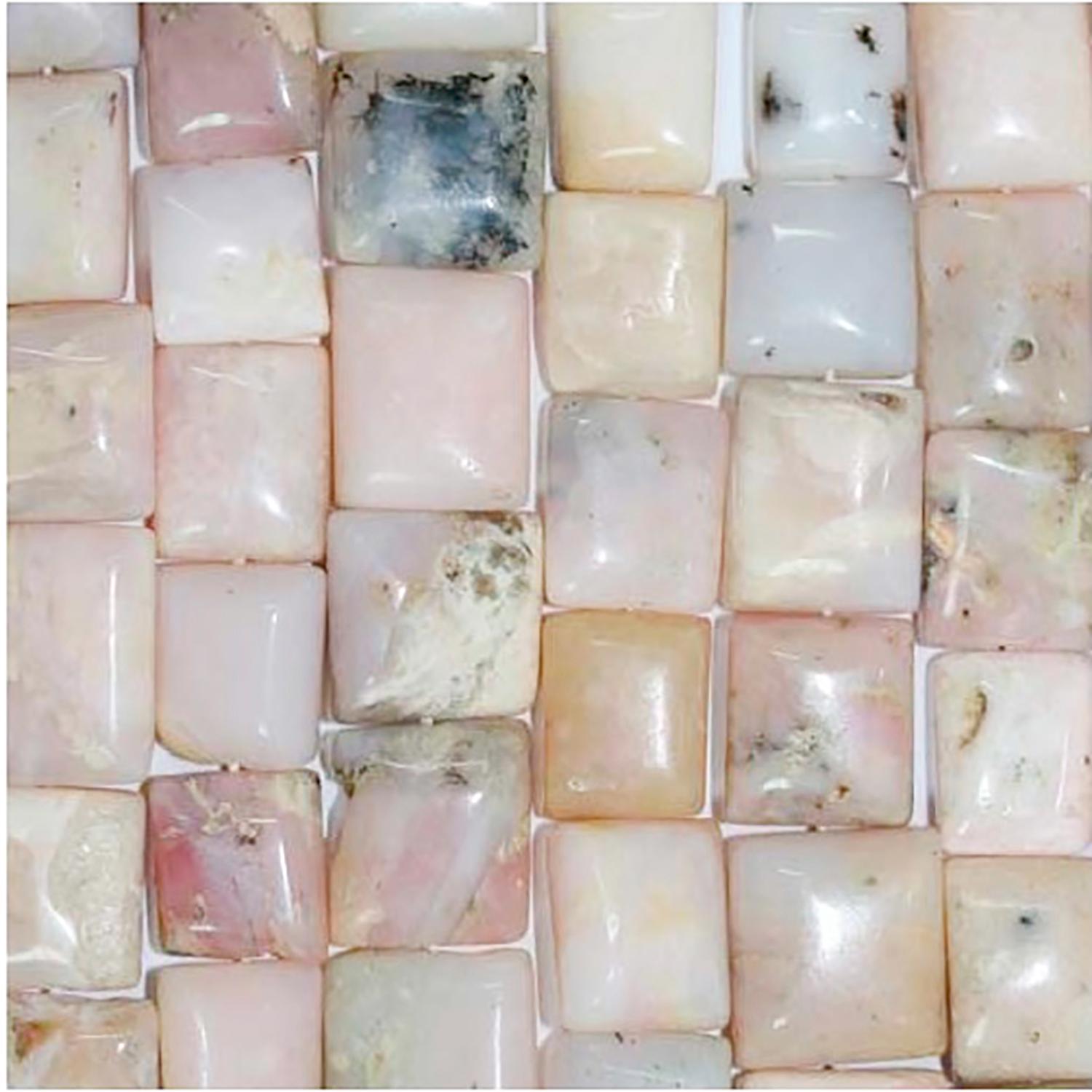 Perles rectangulaires lisses en opale rose St, 12 x 10 mm environ, 14 pouces (35,5 cm) - Longueur du fil : 38 cm environ