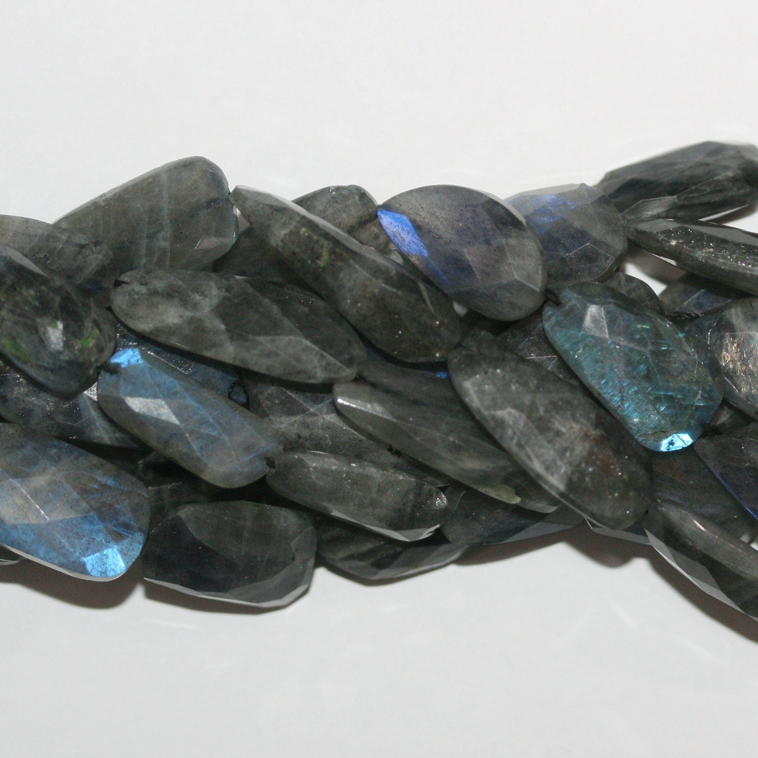 14" St Labradorite Faceted Nugget Beads 19x12mm. Approx.- Strand 37cm