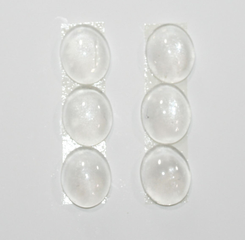 Lote de 6 cabujones ovalados lisos de cuarzo cristal de roca de 12 x 10 mm. (6 piezas).