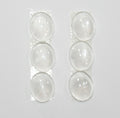 Lote de 6 cabujones ovalados lisos de cuarzo cristal de roca de 12 x 10 mm. (6 piezas).