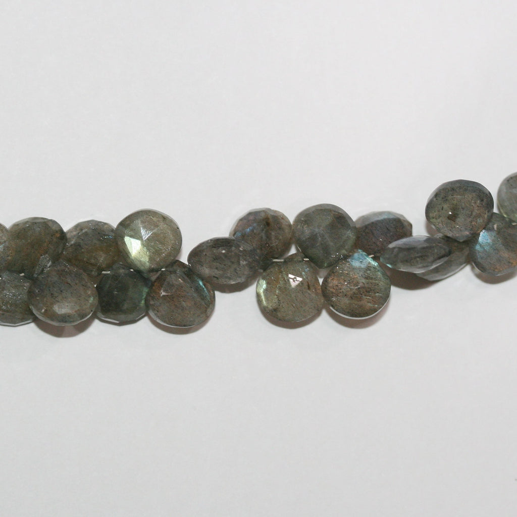 Perles en forme de goutte facettées en labradorite de 20 cm (8 pouces), 6-7 mm. Longueur du fil : 20 cm.