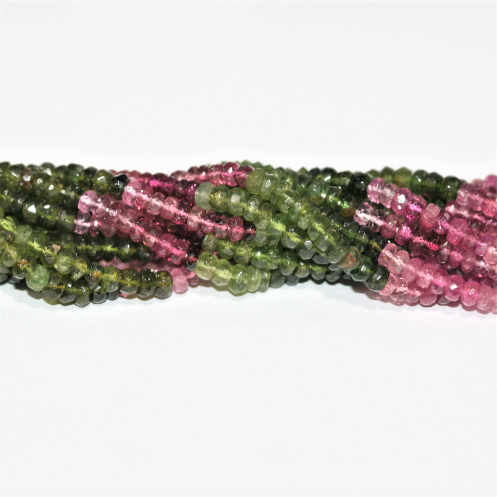 Perles rondelles à facettes en tourmaline St 14" 4x2mm.-Rig 37cm.