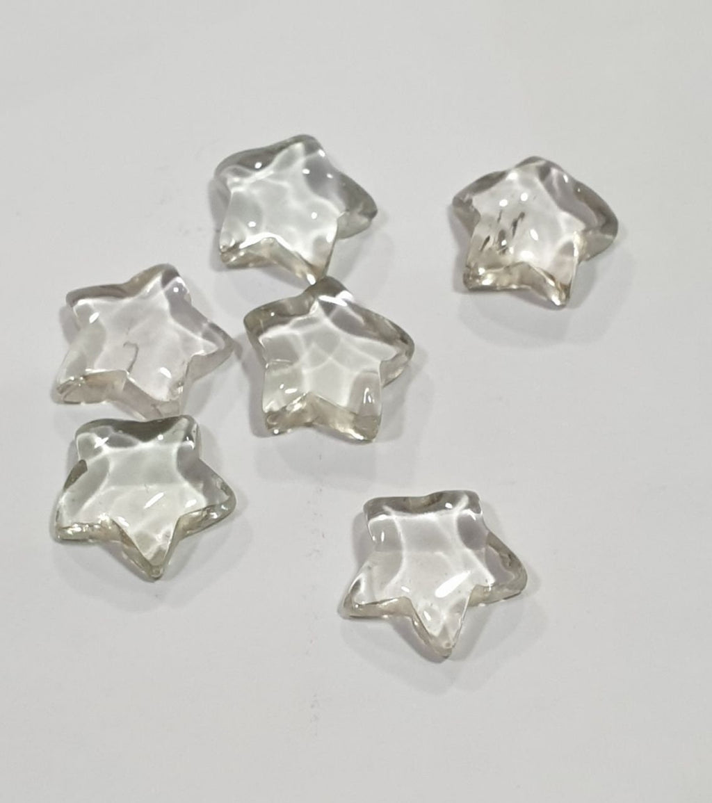 Lote de 6 cabujones de prasiolita verde con forma de estrella de 7,5-8 mm (piedras preciosas naturales)