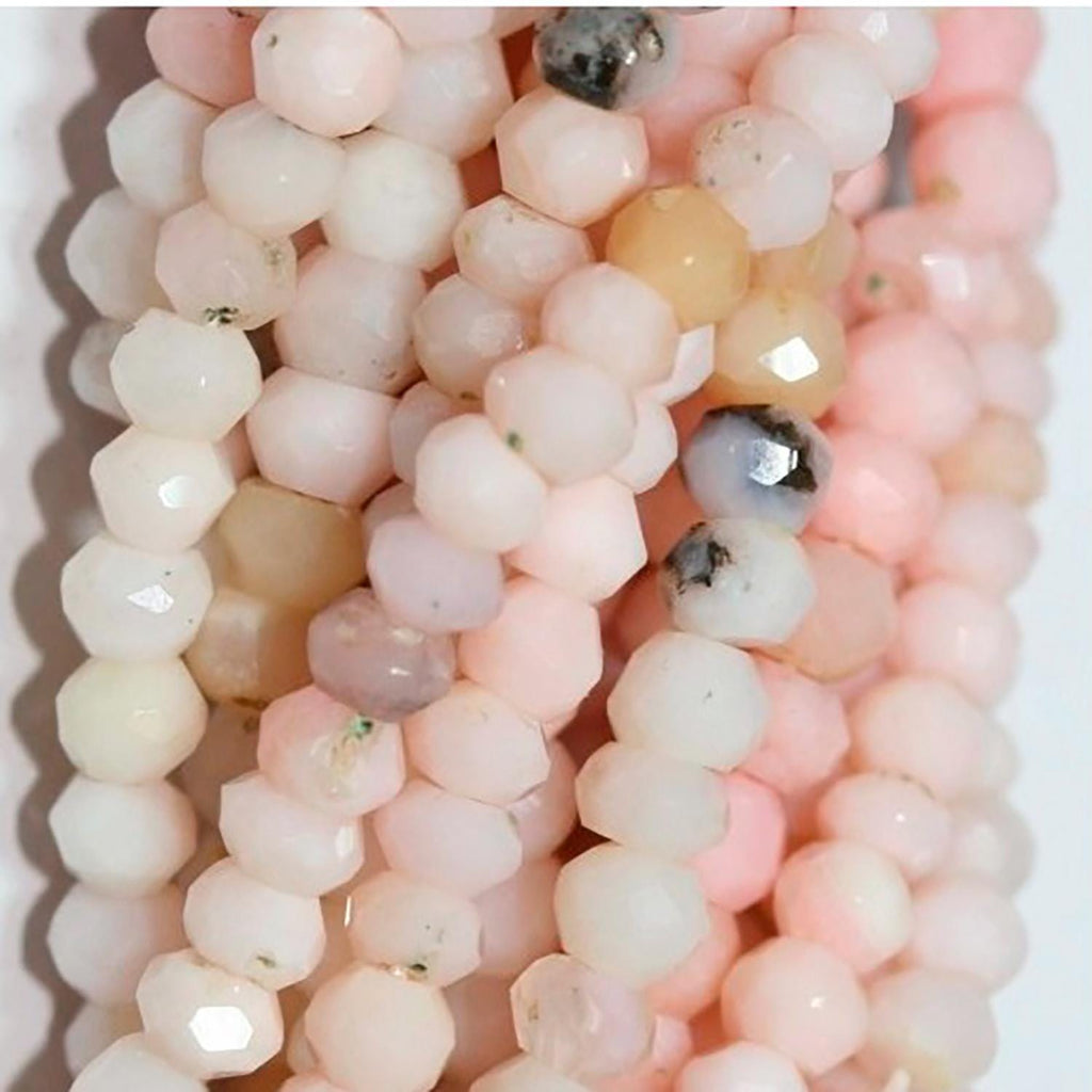 Perles rondelles à facettes en opale rose St, 14 pouces (environ 37 cm), 4 x 3 mm. Longueur du fil : 37 cm.