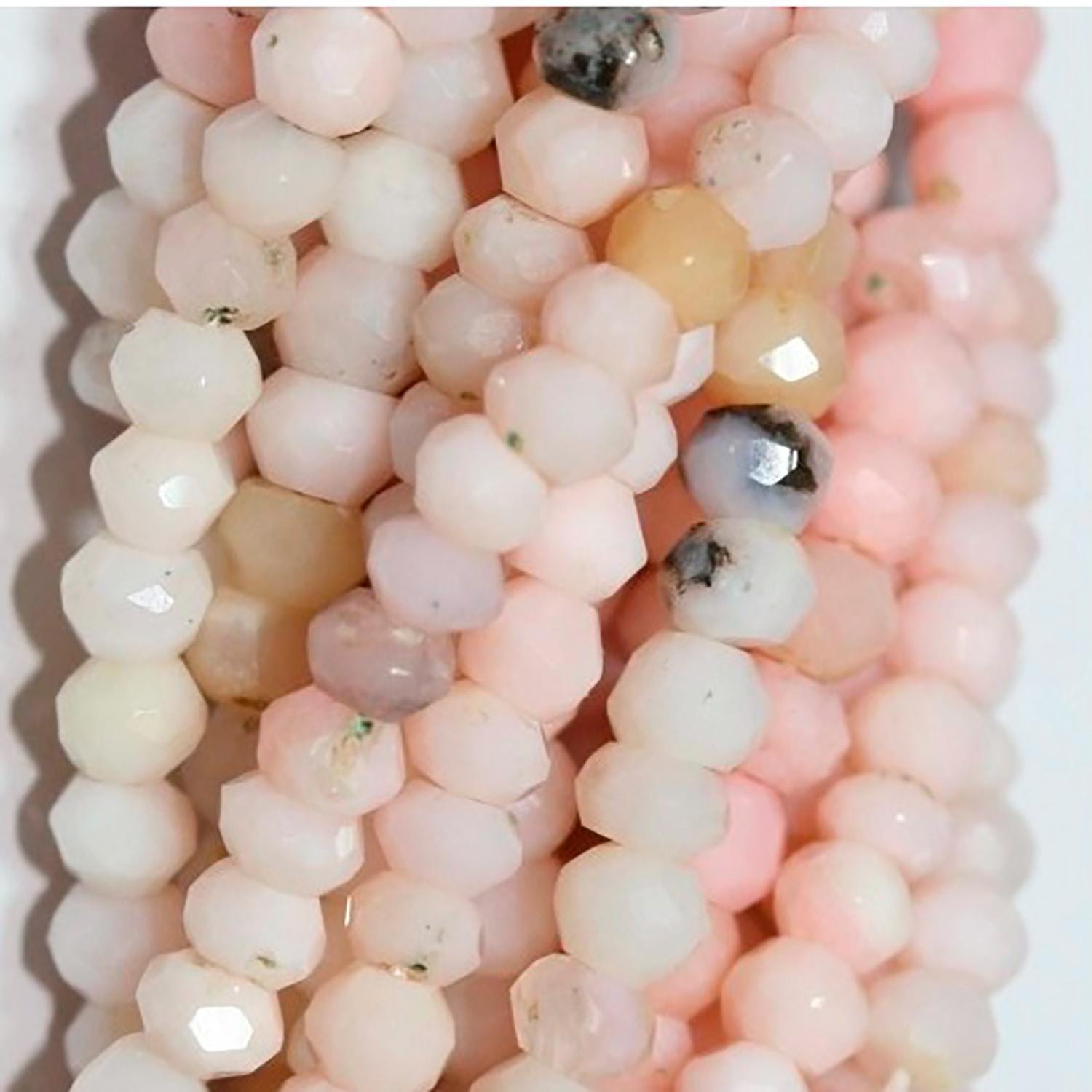 Perles rondelles à facettes en opale rose St, 14 pouces (environ 37 cm), 4 x 3 mm. Longueur du fil : 37 cm.