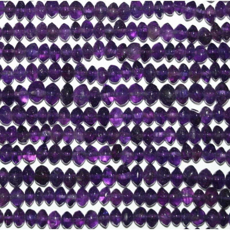 13" St African Amethyst Smooth Rondelle Beads  5x3mm Approx.-Strand 34cm