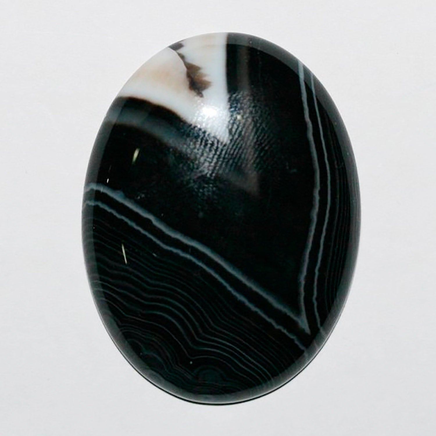 1 Pcs White Stripe Onyx Oval Cabochon 40x30mm