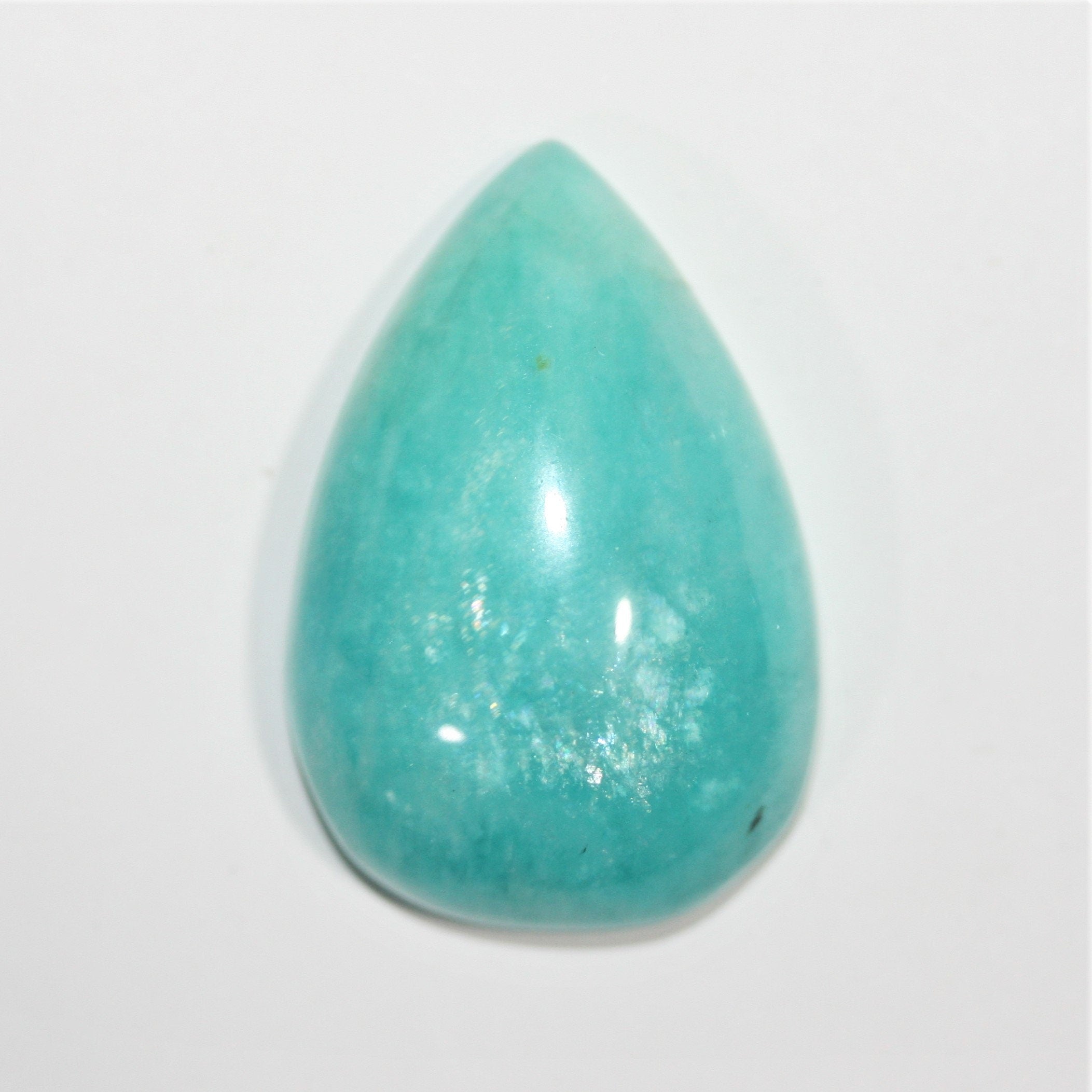 Deep Blue Amazonite Drop Cabochon 32.8x22.3mm 54.44ct Top Color Designer Cabochon
