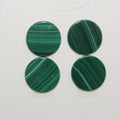 Lote de 4 discos planos redondos de malaquita de 10 mm (4 piezas). Malaquita genuina natural sin tratar.