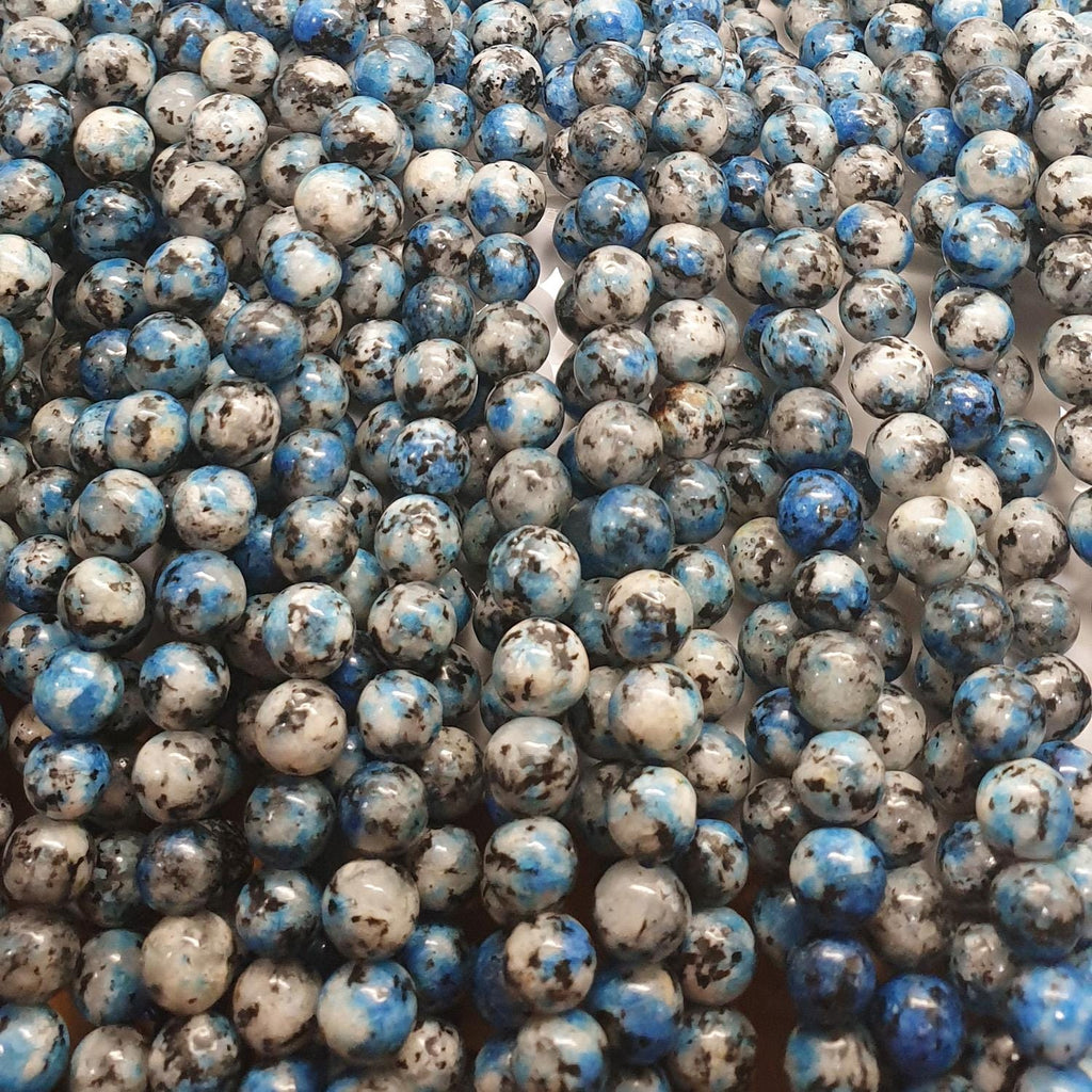 Perles rondes lisses en jaspe K2 de 15 pouces (8 mm) - Fil de 38 cm