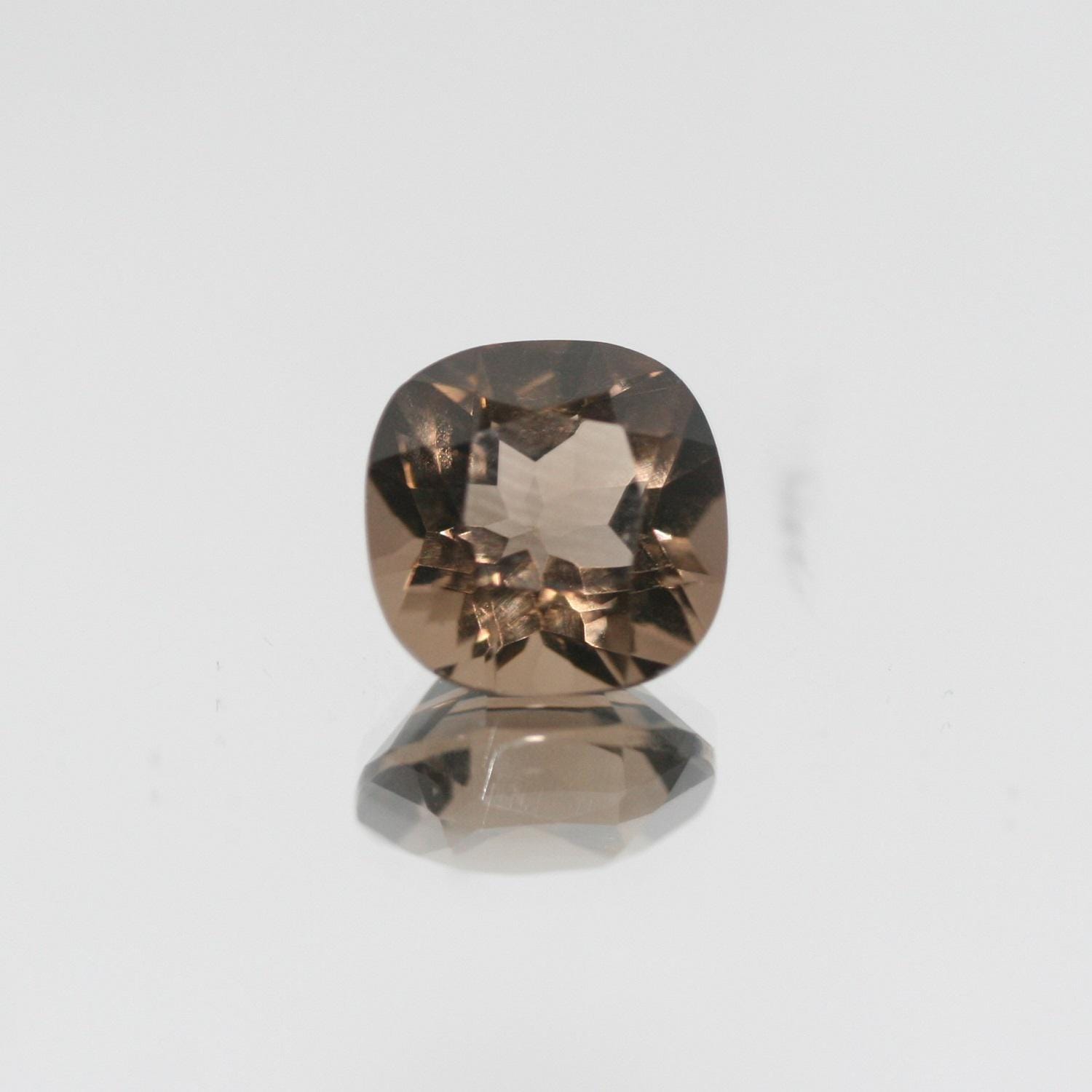 Lot de 4 pierres de quartz fumé facettées, taille coussin, 10 mm.