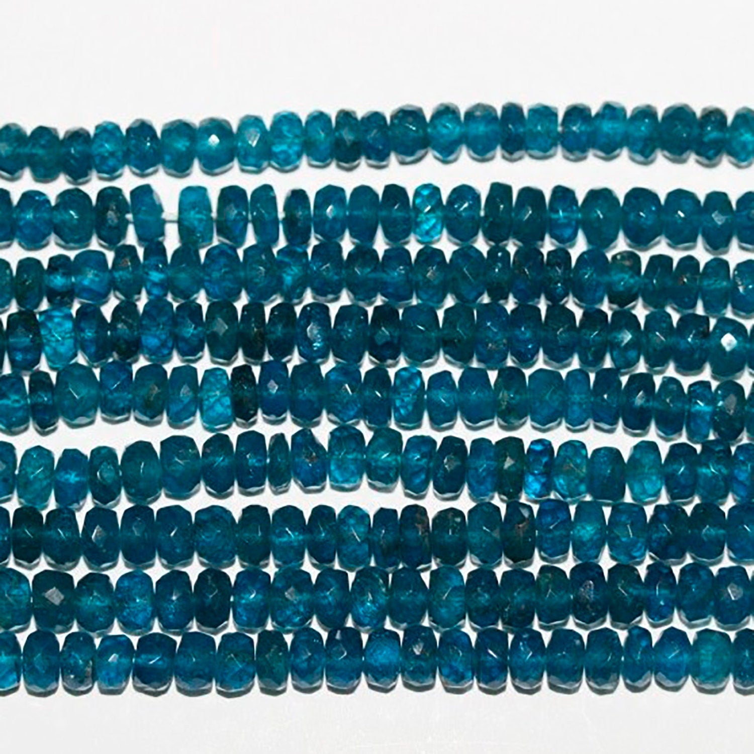 Perles rondelles à facettes en apatite bleu néon 14" St t 4-5mm.-Rig 37cm.