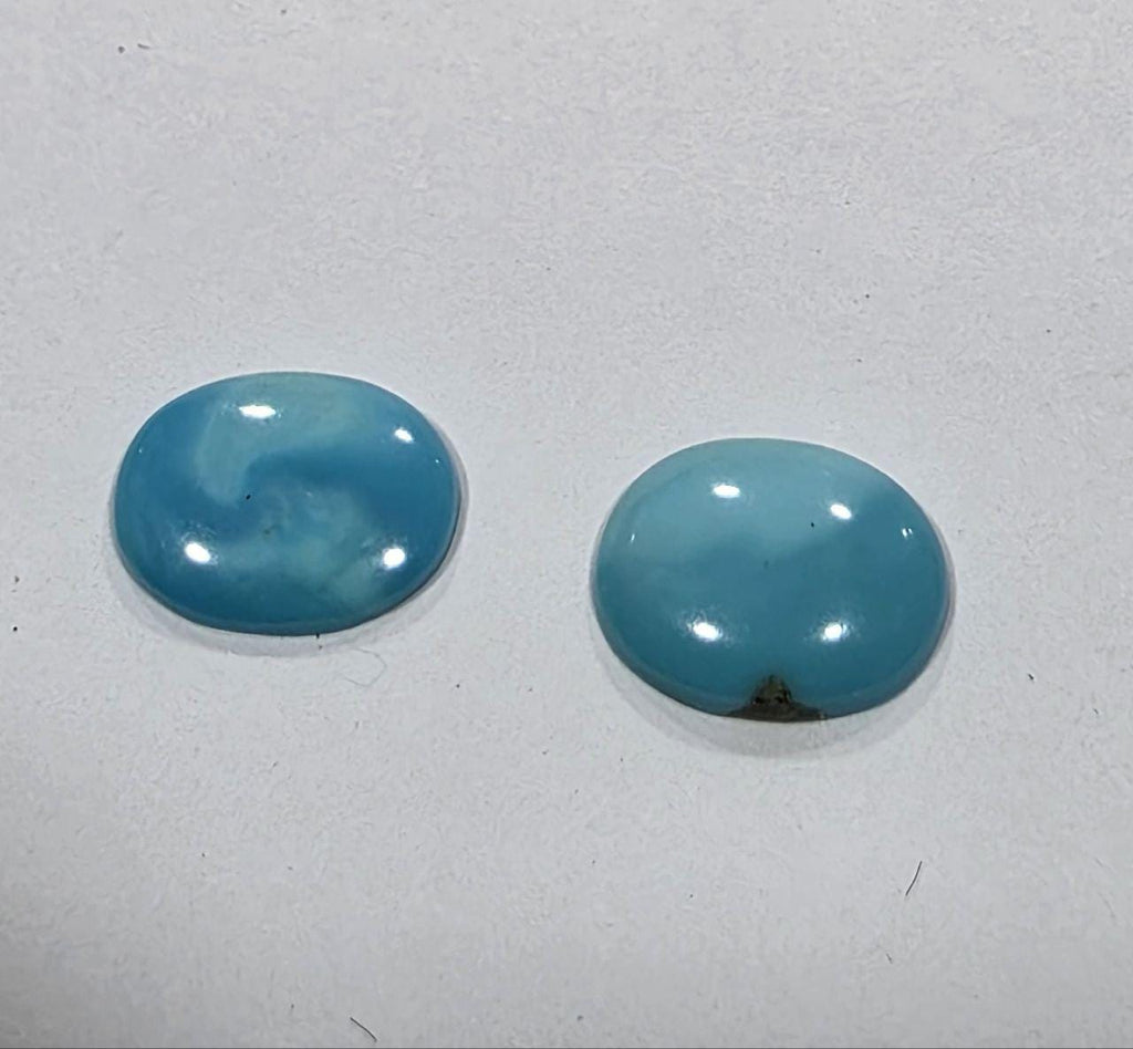 1 Pair Natural  Arizona Turquoise Cabochon 9x7mm - Calibrated Gems