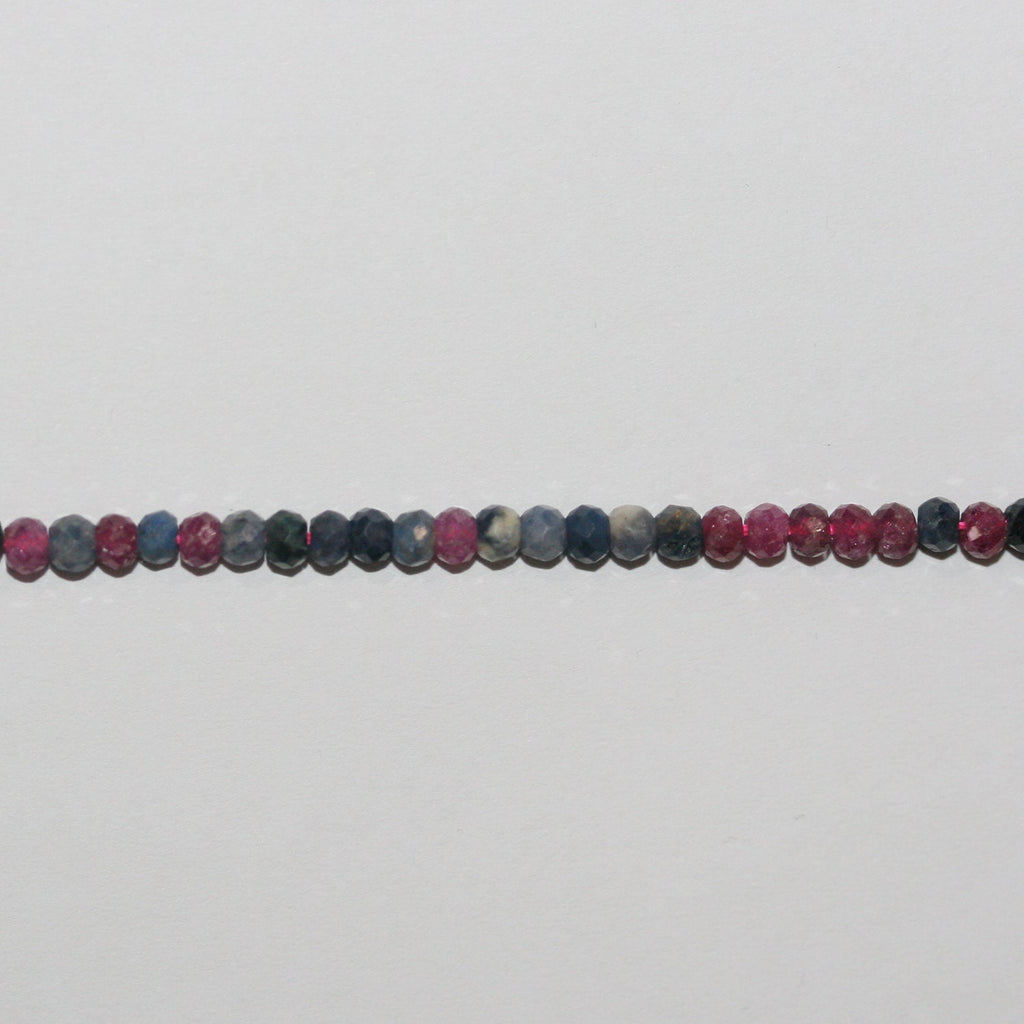 Perles rondelles à facettes rubis-saphir St 14" 3x2mm.-Rig 38cm.