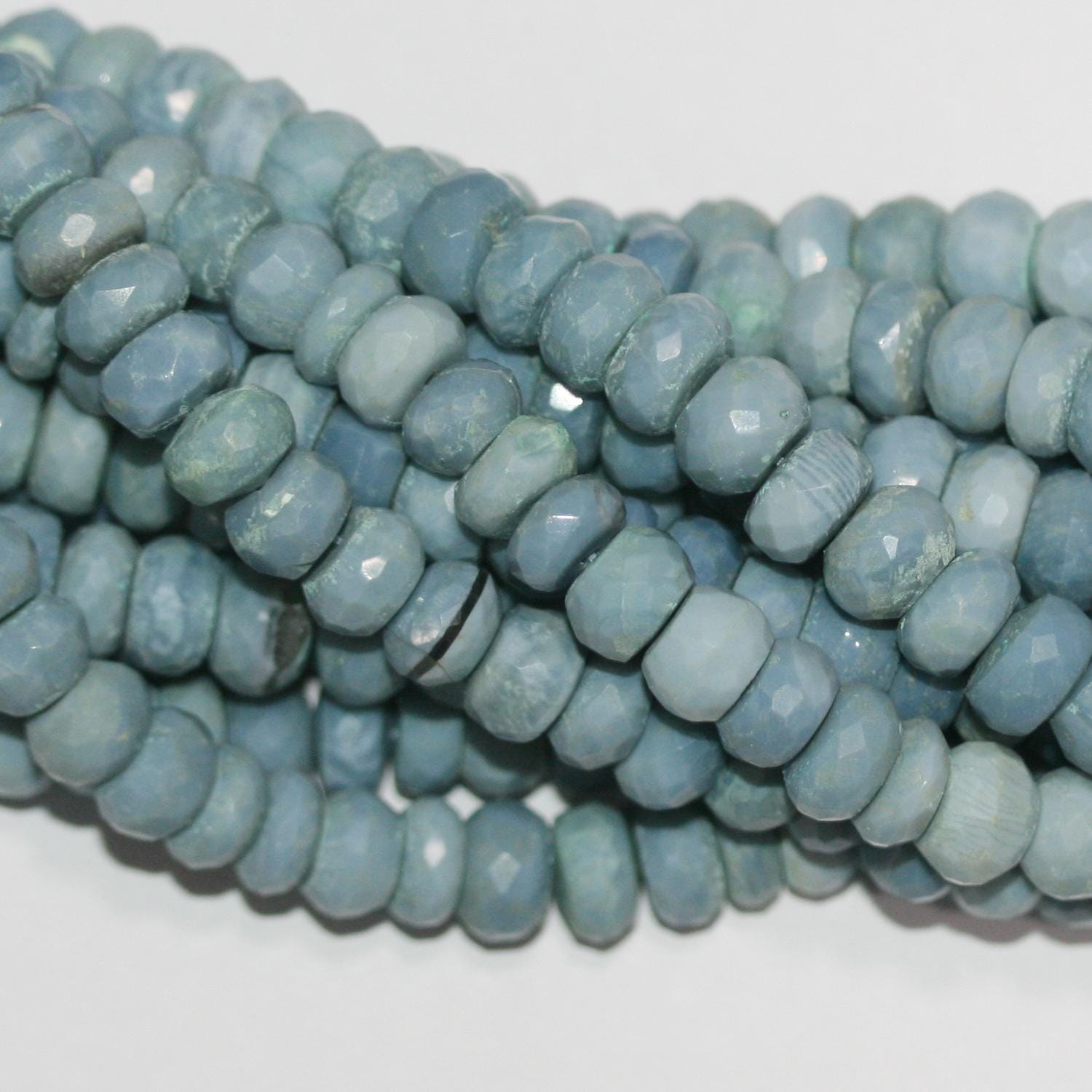 13" St Blue Opal Faceted Rondelle Beads 8x4mm.Approx.-Strand 33cm.