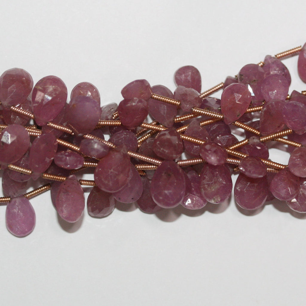 Perles en forme de goutte facettées St Ruby 8" 10x7mm.-Rig 20cm.