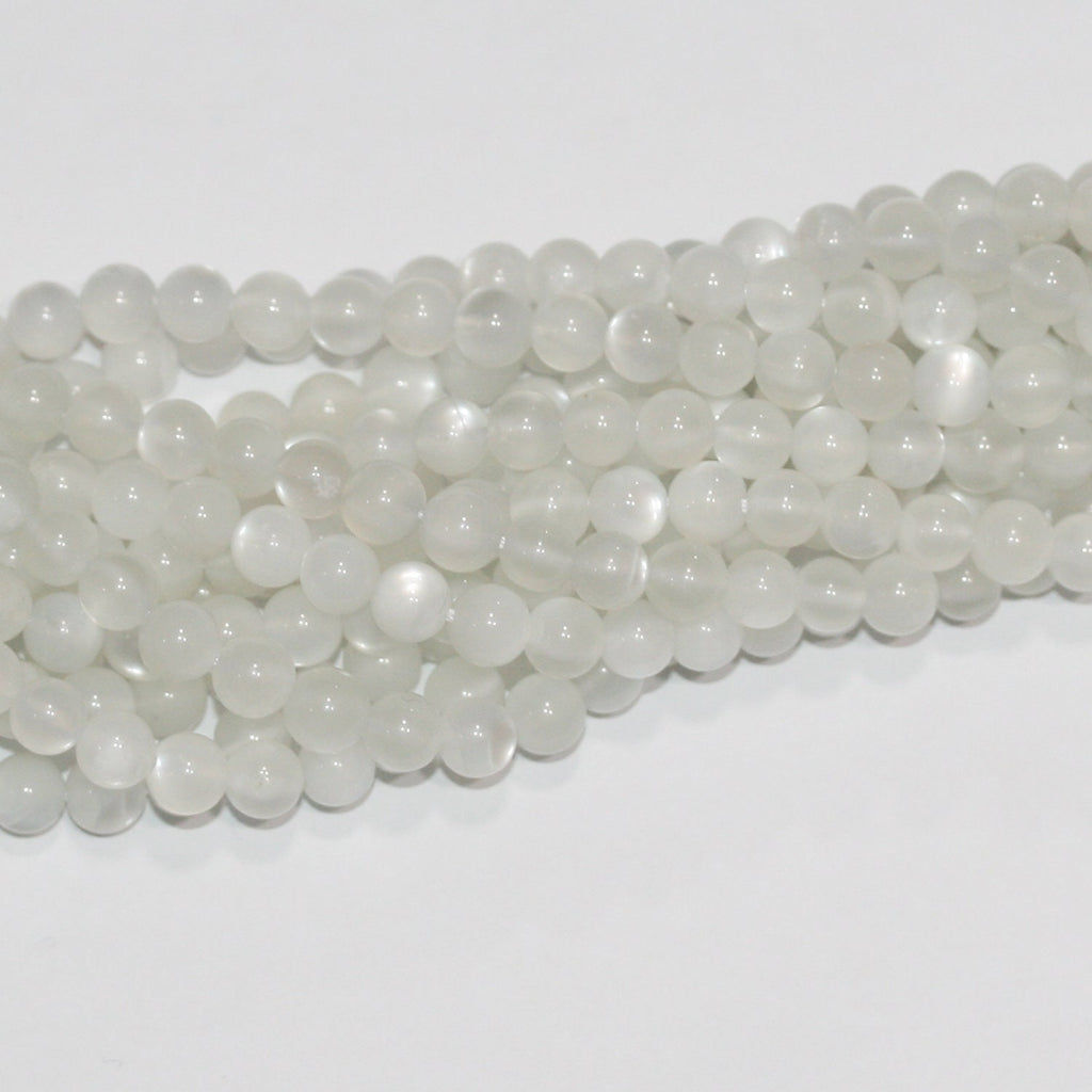 Perles rondes lisses en pierre de lune St, 15 pouces (38 cm), 5-5,5 mm - Fil de 39 cm