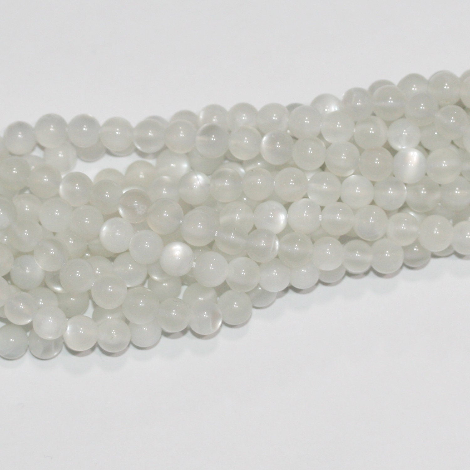 Perles rondes lisses en pierre de lune St, 15 pouces (38 cm), 5-5,5 mm - Fil de 39 cm