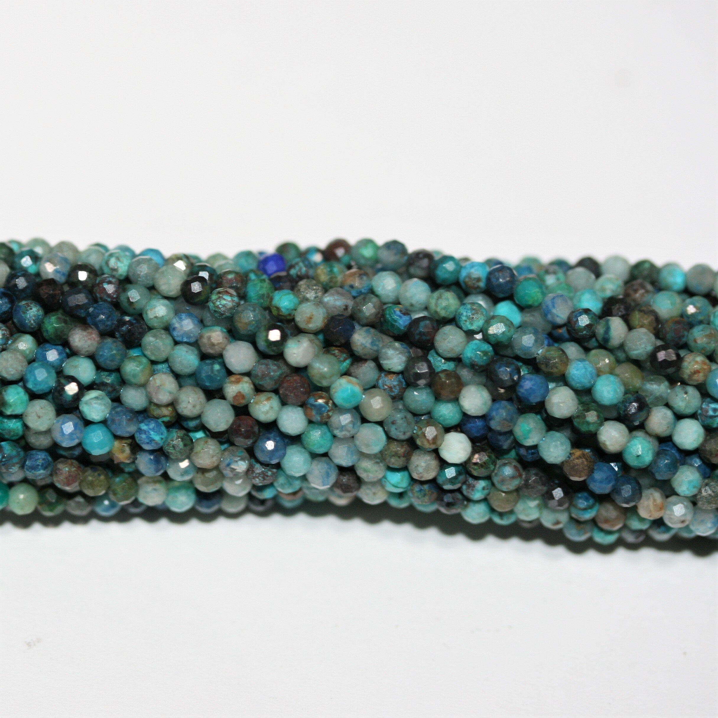 Cuentas redondas facetadas de turquesa de 16" (2,5 mm) - Hilo de 40 cm