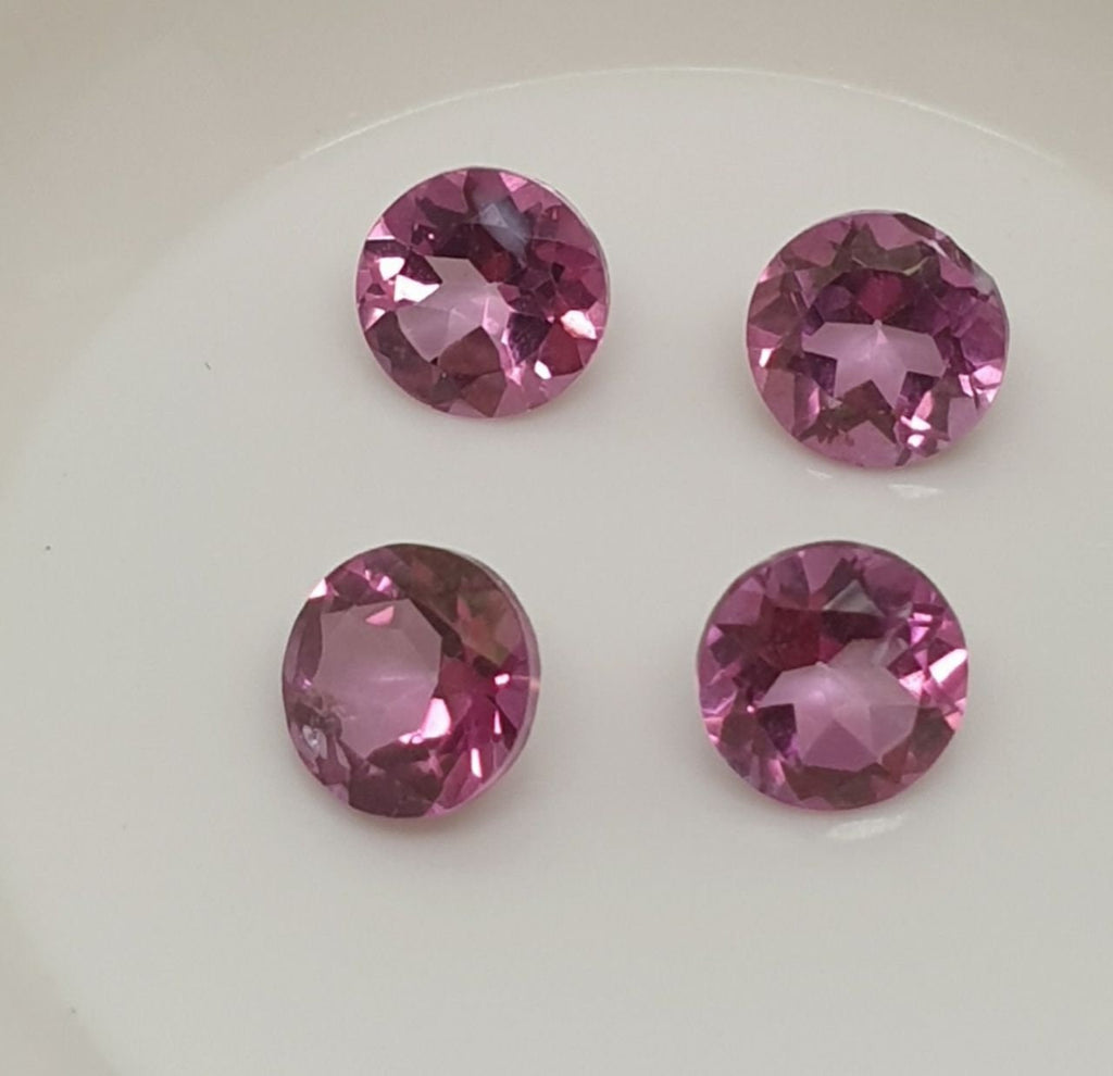 Lote de 4 topacios rosas facetados redondos de 4,5 mm - Gemas al por mayor