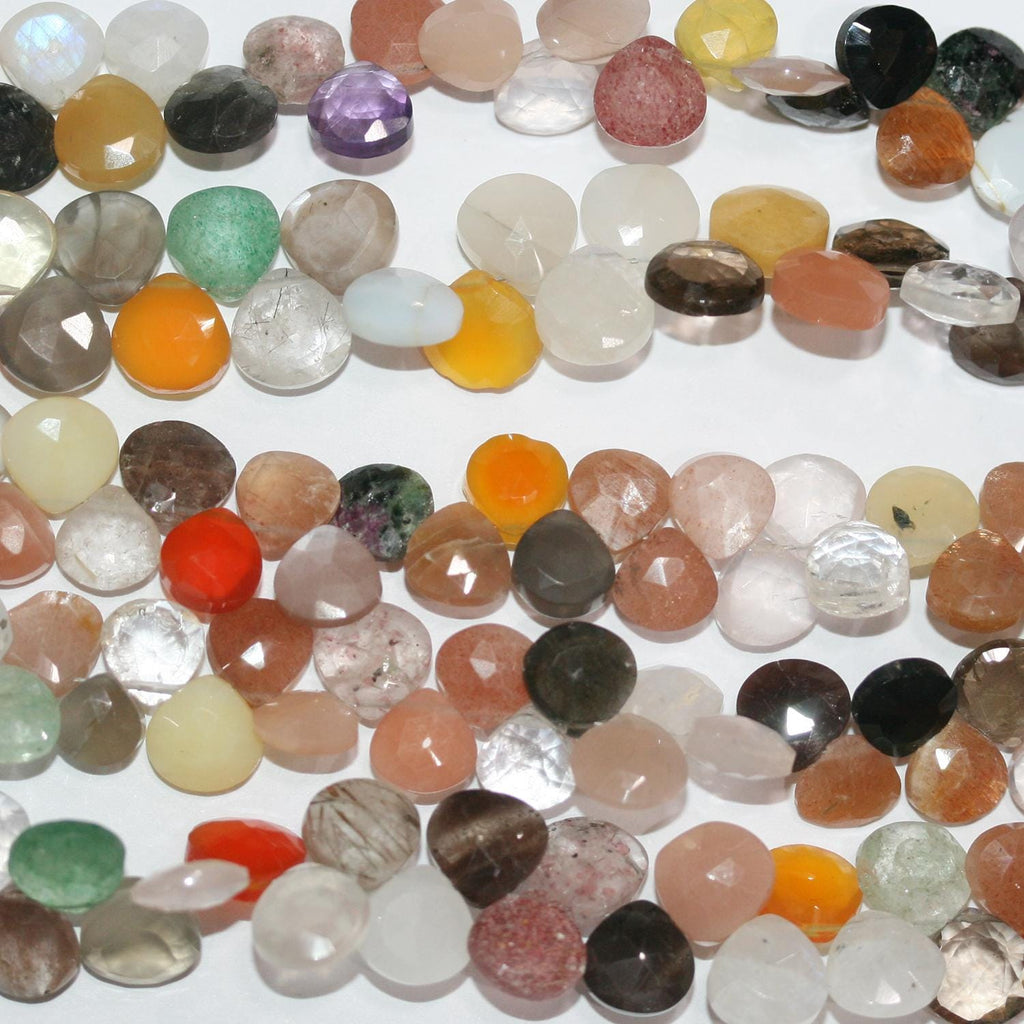 Perles en forme de goutte à facettes en pierre multiple de 8 pouces, 7-8 mm environ - Longueur du fil : 20 cm.