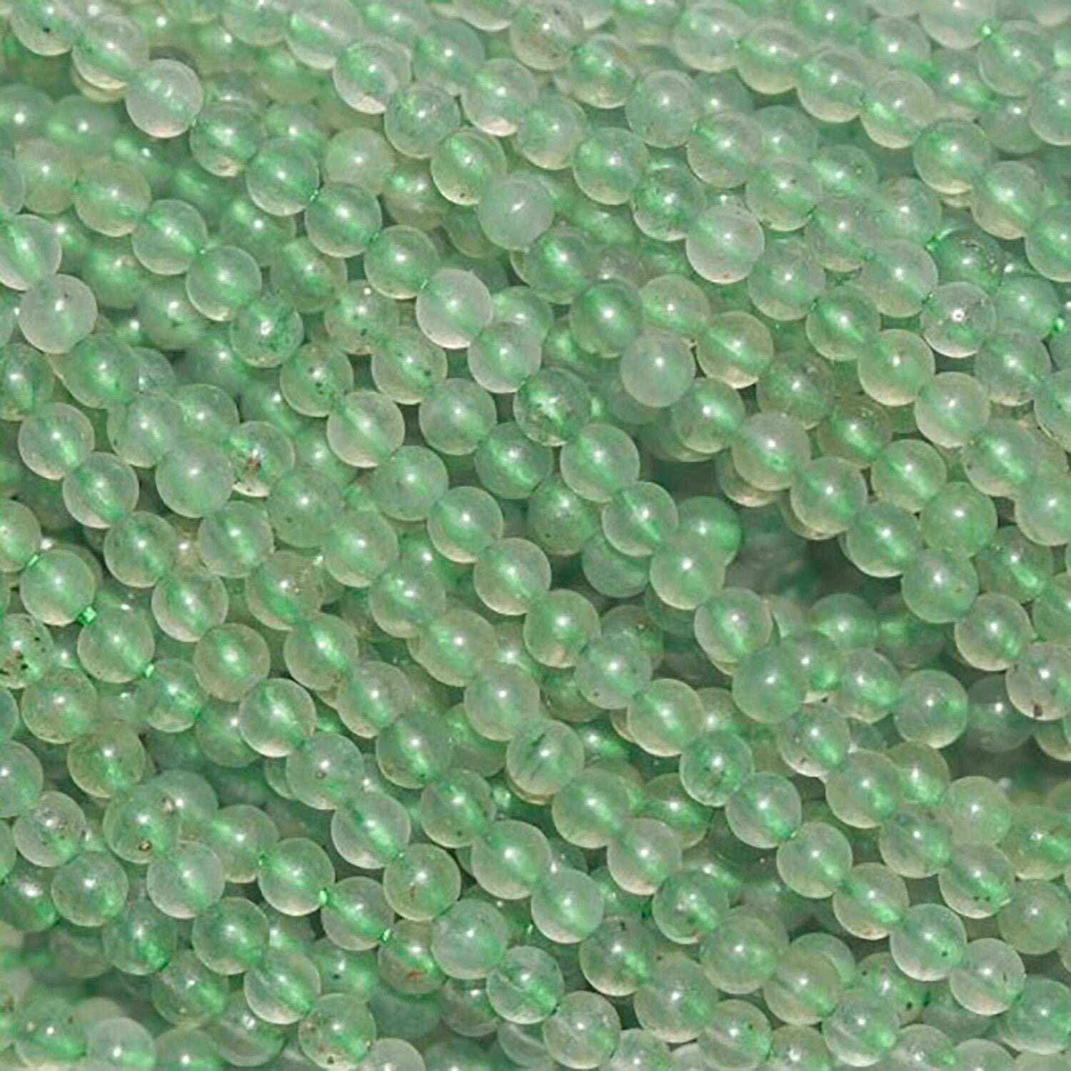 16" Cuentas Redondas Lisas de Aventurina Verde St 2mm.-Hilo 40cm.