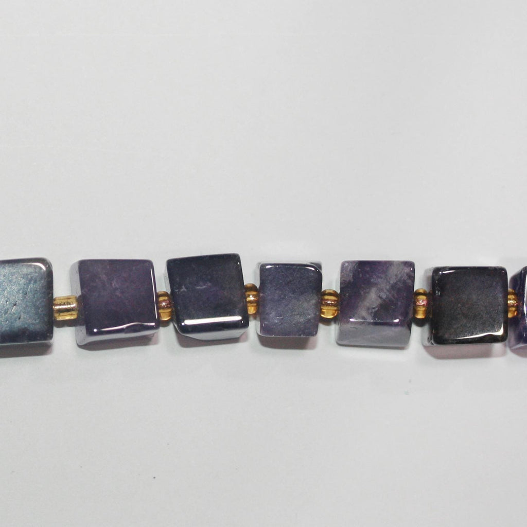 15" St Améthyste Cube Lisse Irrégulier Perles 8-9mm Environ-Rig 39cm.