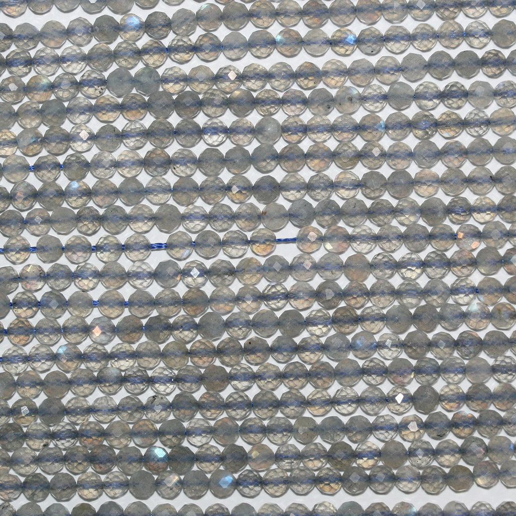 Perles rondes à facettes en labradorite de 15 pouces, 4 mm, fil de 39 cm.