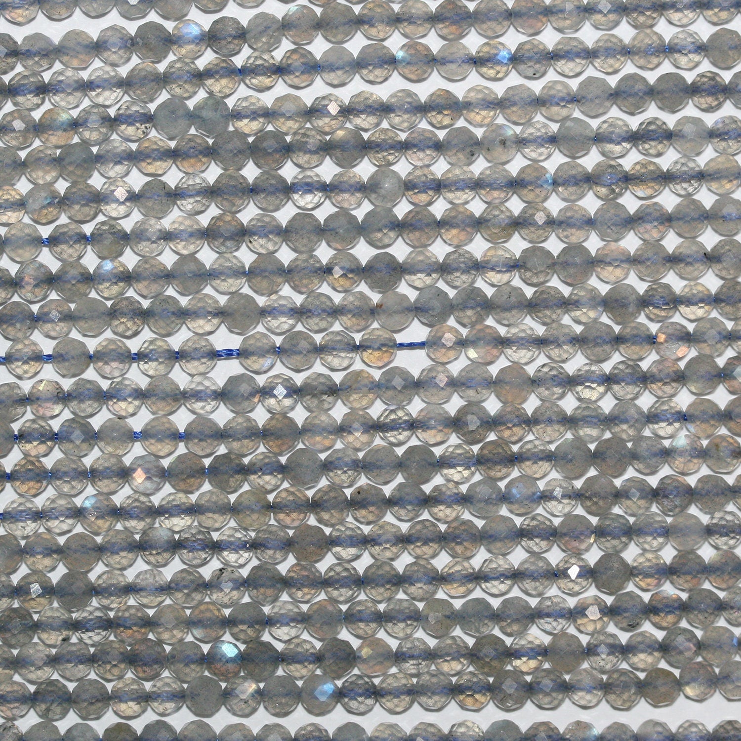 Perles rondes à facettes en labradorite de 15 pouces, 4 mm, fil de 39 cm.