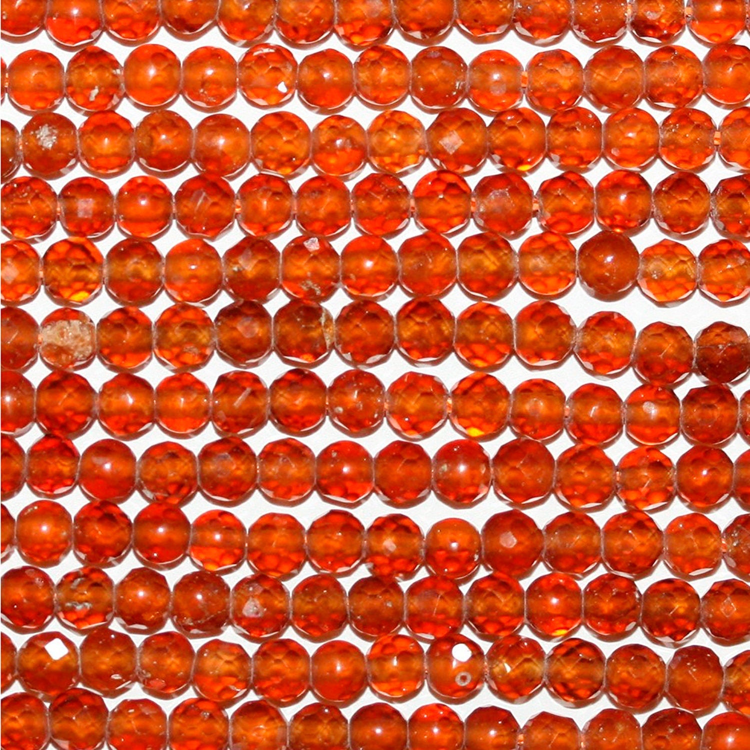 13" St Hessonite Garnet Faceted Round Beads 3.5mm.-Strand 34cm