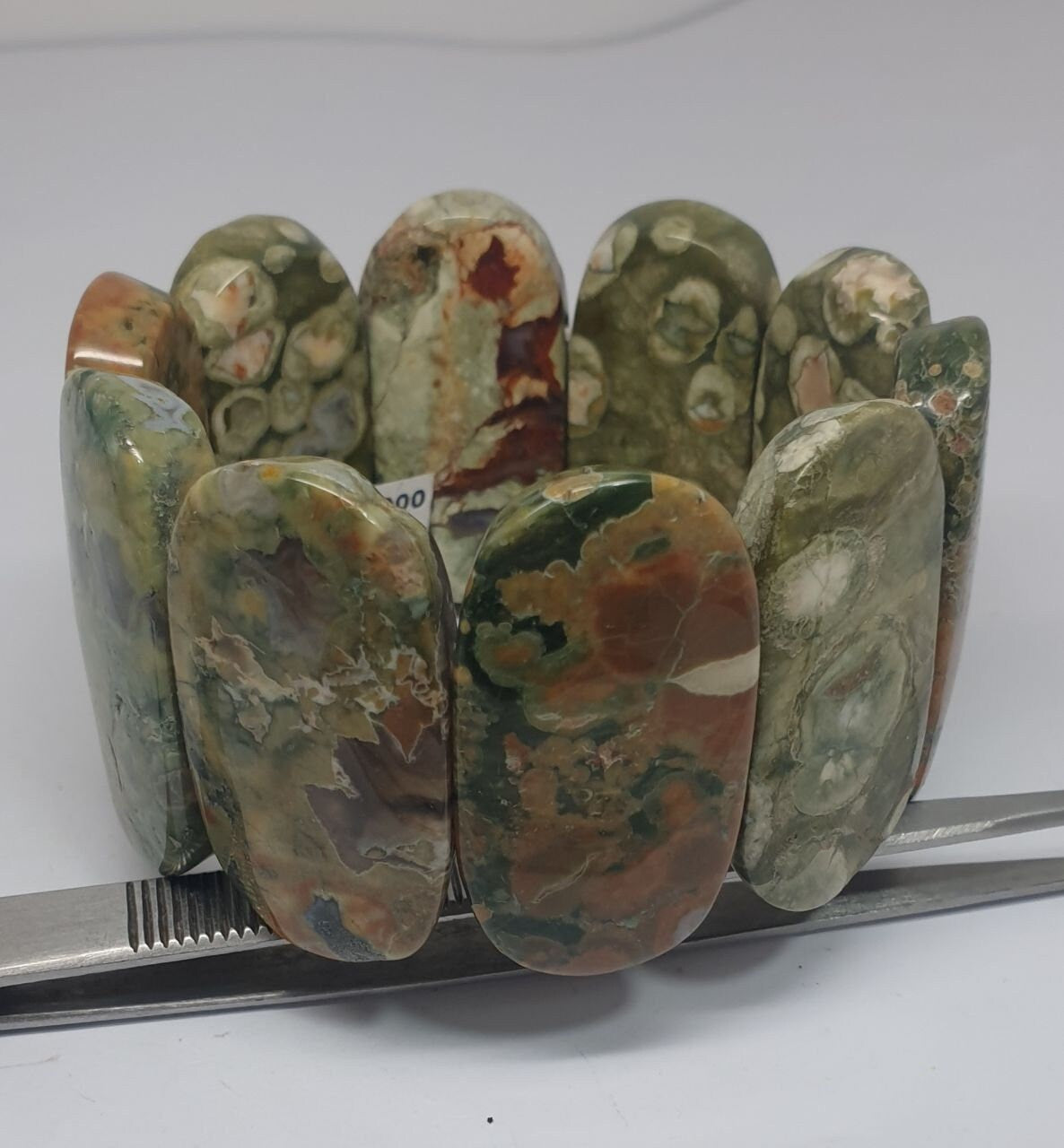 Bracelet extensible en jaspe rhyolite (grosses perles de 40 x 20 mm) - Perles à double perçage - Fournisseur de bijoux - Pouvoir de guérison - Pierres précieuses naturelles