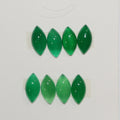 8 cabochons en agate verte marquise 14x7mm (8 pièces).