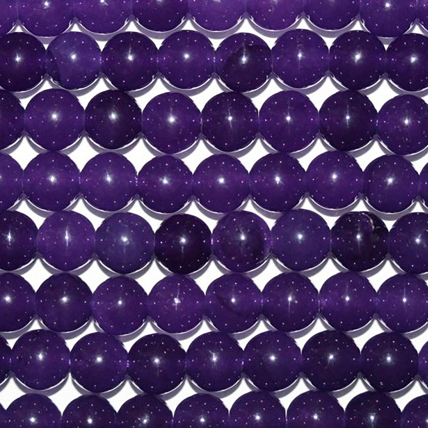 Cuentas redondas lisas de jade morado de 16" (10 mm) - Hilo de 40 cm